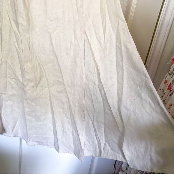Reformation Dress Marley Off-Shoulder Linen Slit Midi Summer Cream 2 NWT - Picture 2 of 7